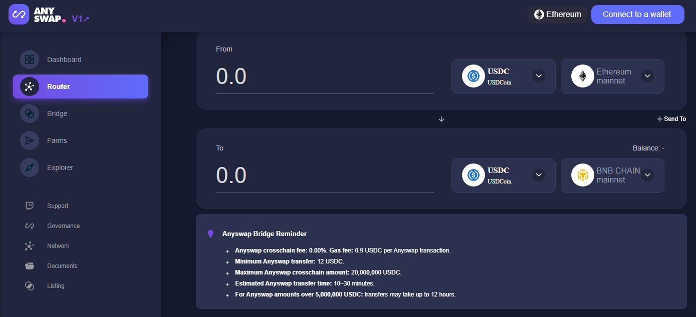 Anyswap Bridge Interface